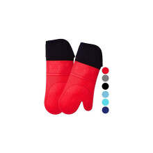 HOMWE Extra lange Silikon-Ofenhandschuhe (1 Paar) – 37,3 cm, hitzebeständig bis 232 C, gestepptes I