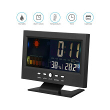 LED-Digitaluhr mit Wecker, Kalender, Thermometer und Wetteranzeige (Farbdisplay)