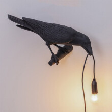 (Linke schwarze Wandleuchte) Vogel-Tisch-/Wandleuchte, Krähen-Schreibtischlampe aus Kunstharz, Wandl