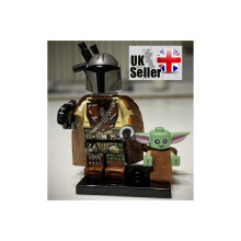 (Mando minifiguur en Grogu combinatie - Zilveren Beskar pantser - Din Djarin The Mandalorian #2) Star
