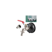 IBC-Adapter S60X6 Tankdeckel mit Messinghahn und 1/2"-Schnappanschluss für IBC-Container