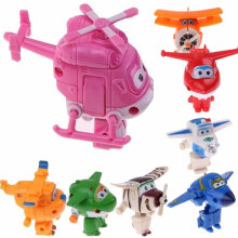 8 stuks animatie Super Wings transformeerbaar vliegtuig minifiguren kinderspeelgoed