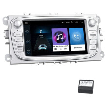 Android autoradio voor Ford Camecho 7” met navigatiesysteem, wifi, Bluetooth, FM-radio en dubbele USB-aansluiting.