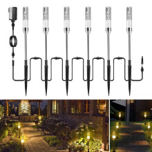 12V LED-Gartenleuchten, 6er-Pack, wasserdicht, mit Kristall-Spikes, IP65, verbindbar, Aluminium-Druc