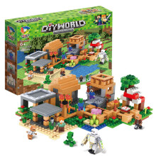 Minecraftin Illager Raid -kyläsovitus Lego-rakennuspalikkalelu