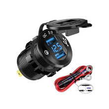 5-12V autolader met QC3.0 dubbele USB-poort, spanningsweergave en snelladen van telefoons