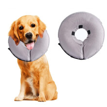(Grijs, L) Opblaasbare halsband voor honden en katten, comfortabele beschermkap voor honden, opblaasbaar