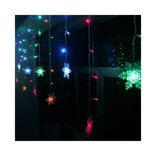 (Mehrfarbige) warme LED-Lichterkette mit Schneeflocken für Weihnachten, geeignet für Zimmer, Vorhäng