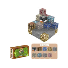 (Mines) Minecraft Magnetbausteine Set DIY Bausatz Konstruktionsspielzeug für Kinder Spiel
