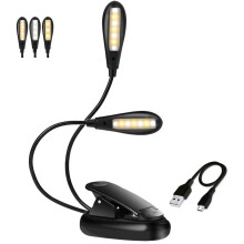 Oplaadbare leeslamp met 14 LED's en dubbele clip.