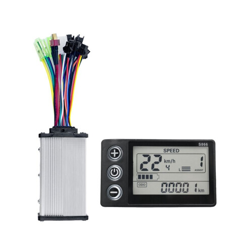 S866-controllerpaneel met dashboard, 36V 350W sinusgolfcontroller en LCD-display voor elektrische fietsen
