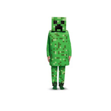 (Vihreä, L) Lasten kolmiosainen Halloween Minecraft COS -asusetti
