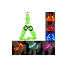(Grün, Größe M, Brustumfang 38–50 cm) Wiederaufladbares LED-Hundehalsband aus Nylon mit USB-Anschlus