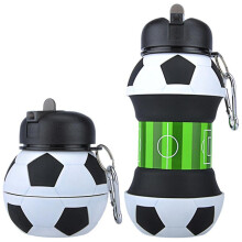 (Fußball) Faltbare Sport-Trinkflasche, fußballförmig, faltbare Outdoor-Trinkflasche