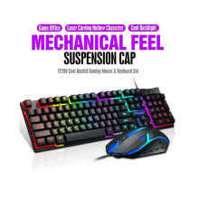 Ensemble clavier et souris gaming filaire USB rétroéclairé LED arc-en-ciel pour PC/ordinateur portable