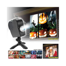 Raamprojector toont Festival Wonderland Halloween Kerstfilms