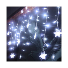 (White) 3.5M 96 LED Snowflake Icicle Curtain Fairy Lights Christmas Hanging Party Decors