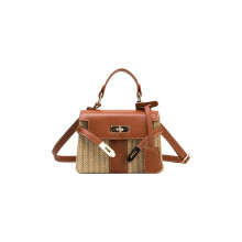 Dames strandtas van stro, crossbodytas, zomerse handtas van stro met stiksels