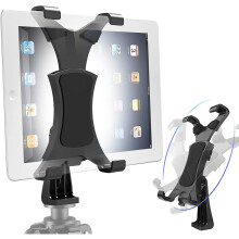Yoassi 360Degrees Rotatable Heavy Duty iPad Tripod Mount, Universal Clamping Tablet Holder Break-Resistant Anti-Wobble, iPad Tripod Holder Adapter