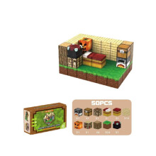 (Puinen talo) Minecraft-magneettiset rakennuspalikat, tee-se-itse-sarja, rakennuslelut lapsille