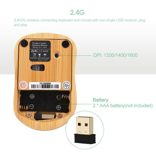 2.4G Wireless Bamboo Pc Computer Keyboard And Mouse Combo 2