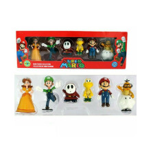 (Geel) 6 stuks Super Mario Bros actiefiguren speelgoedpoppen Luigi Yoshi Mushroom kindercadeau speelgoed