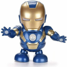 (Iron Man Blauw) Avengers actiefiguur, dansende held, robot speelgoed, dansende muziek met licht en