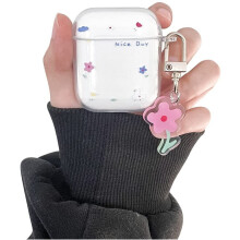 Fycyko Schutzhülle mit AirPods-Kompatibilität, niedliches transparentes Blumenmuster für Mädchen und