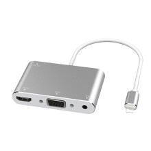 Lightning - HDMI + VGA + Audio -kolmoismuunnin iPhonelle