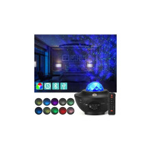 Nachtlampje met oceaangolfprojector en muziek, sterrenhemel-nachtlamp met LED-sterren.