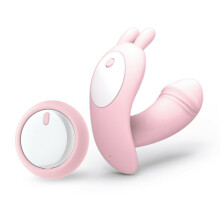 (Pink) Ferngesteuerter tragbarer Dildo-Vibrator zur Klitoris- und G-Punkt-Stimulation