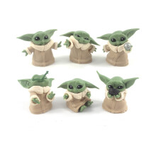 6 Star Wars Yoda-figuurtjes - Baby Yoda het Kind minifiguurtjes voor taartdecoratie, 6 cm verzamelset