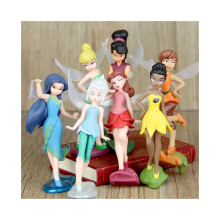 7-delige set TinkerBell feeënfiguurtjes met standaard voor kinderspeelgoed