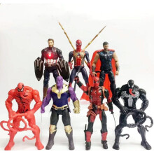 7-delige Avengers 3 speelgoedfiguren: Iron Man, Spider-Man, Venom, Thanos, Deadpool en Thor.