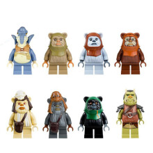 Set van 8 Star Wars Ewok minifiguren – LEGO-compatibel ABS-speelgoed voor kinderen, verzamelbaar en