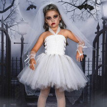 (8-9 jaar) Halloween kinderjurken voor meisjes: spookbruid, cosplaykostuum, feestoutfit, verkleedkostuum