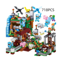 (718 kpl) Minecraft-palikkarakennuslelusetti Kylä Tee-se-itse-palapelilelu Vatsalihasten opetuslahja