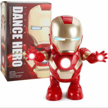 (Iron Man Rood) Avengers actiefiguur, dansende held, robot speelgoed, dansende muziek met licht en geluid,