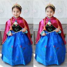 (#8 Anna Jurk C Roze Rood & Blauw, 3-4 Jaar) Frozen Meisjes Kinder Elsa Verkleedkostuum Prinses Anna