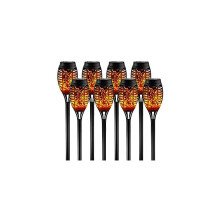 8 pakkausta aurinkokennolla toimivia taskulamppuja välkkyvällä liekillä, 12 LED Tiki-taskulamppuja aurinkokennolla