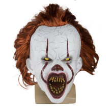 (IT-klovnin Buck-hampaat, ei LEDiä) Pennywise IT-klovninaamiopeli, lateksi, pelottava aikuisten Halloween-asu,