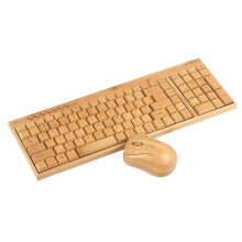Ensemble clavier et souris sans fil 2,4 GHz en bambou pour PC