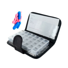 28 Grids Pills Dispenser Medicine Tablet Organizer Weekly Leather Storage Case