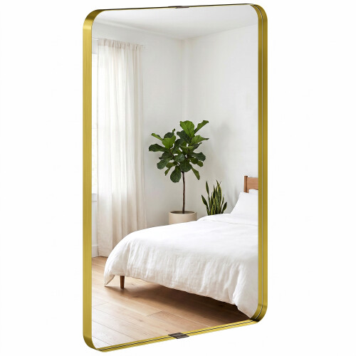 Homcom (Yellow) HOMCOM Rectangular Wall Mirror, 90 x 60 cm Wall Mounted Bathroom Mirror 1