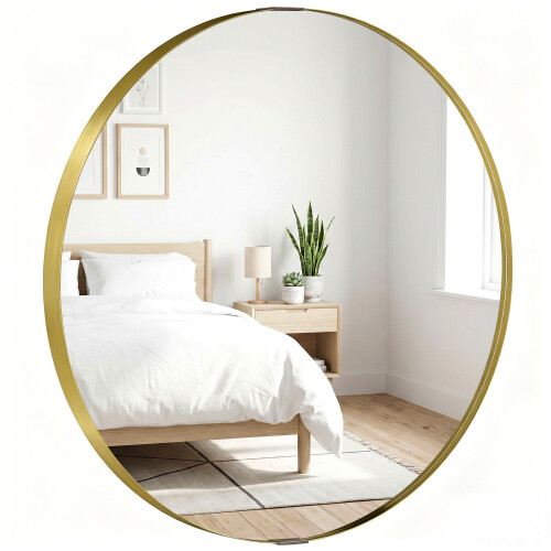 Homcom (Yellow) HOMCOM Wall Mirror 61 cm, Wall Mounted Bathroom Mirror 1