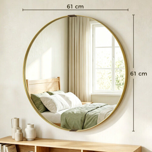 Homcom (Yellow) HOMCOM Wall Mirror 61 cm, Wall Mounted Bathroom Mirror 2