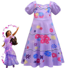 (Isabela-mekko, 110 / 6-7Y) Encanto-tyttöjen prinsessa Mirabel -naamiaisasu