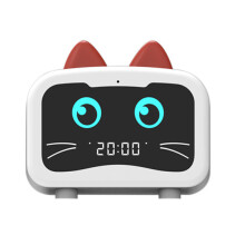 Kinderwecker in Katzenform mit Bluetooth-Lautsprecher, LED-Tischuhr, wiederaufladbarer Mini-Wecker m