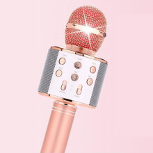 Lasten karaokemikrofoni, ruusukultainen - langaton Bluetooth-mikrofoni ja kaiutin, 1800mAh, 4 tunnin