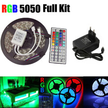 5 m LED-Streifenleuchte RGB 5050 SMD, 44-Tasten-Fernbedienung, 12 V Netzteil, Komplettset